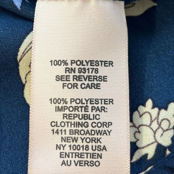 Philosophy Womens PL Navy Floral Pullover V-neck Ruffle details Sleeves Office - Picture 7 of 8